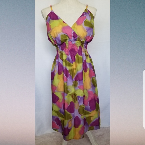 Dresses & Skirts - V-neck 100% Cotton Sundress 3X NWT Watercolor